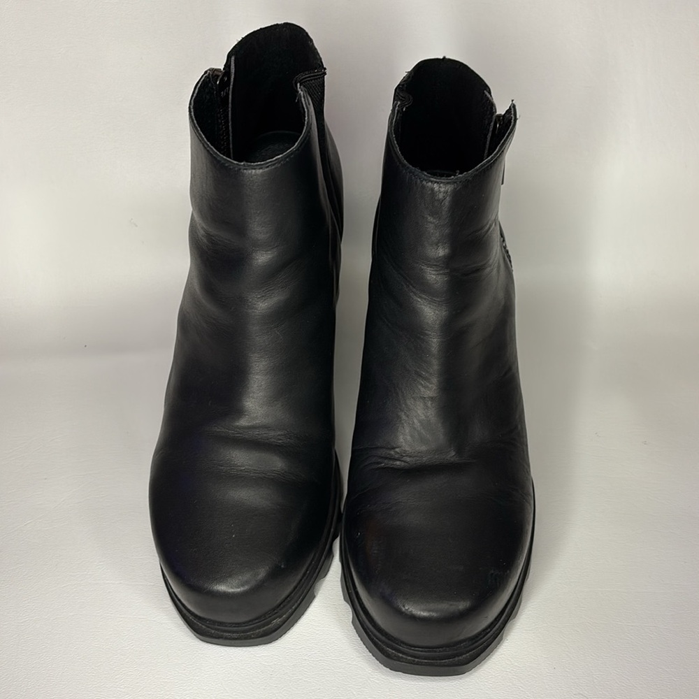 Sorel Joan Of Arctic Wedge II Zipper Side Leather Boot Bootie Hidden Wedge 9 - Picture 2 of 8